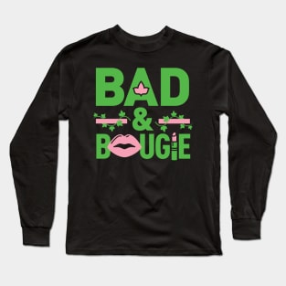 Bad and Bougie 1908 AKA Pretty Girls Ivy Pearls Pink Green Phirst Pham Long Sleeve T-Shirt